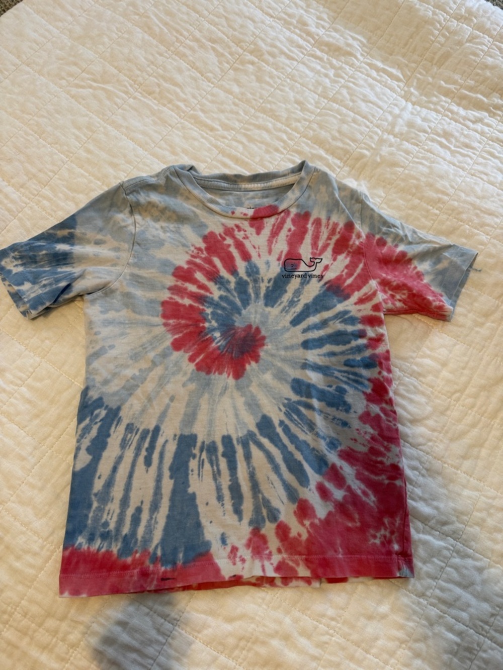 Vineyard Vines Kids Red & Blue Spiral Tie-Dye Tee